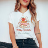Aangepaste Merry Teacher Retro Kerstmis T-shirt