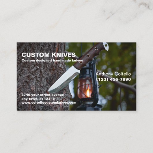 Aangepaste messen en messen visitekaartje (Voorkant)