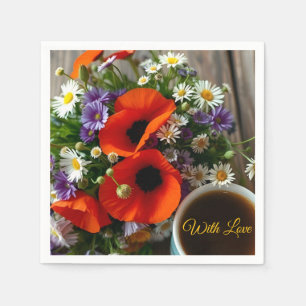 Aangepaste "Met Liefde"  Kopje koffie & rode klapr Servet