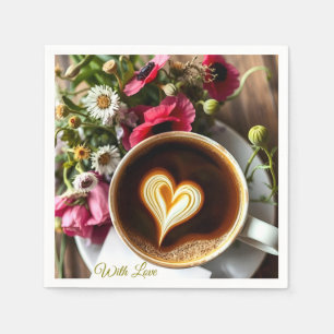 Aangepaste "Met Liefde" Kopje Koffie & Rode Klapr Servet