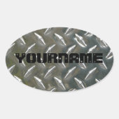 Aangepaste metaalwerknaam bord ovale sticker (Voorkant)