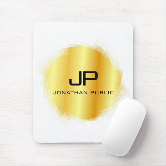 Aangepaste metalen gouden look Moderne monogram Sj Muismat (Met muis)