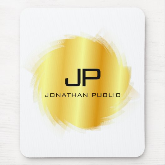 Aangepaste metalen gouden look Moderne monogram Sj Muismat (Voorkant)