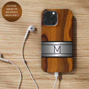 Aangepaste metalen moderne trendy houtnerfpatroon iPhone 16 pro max hoesje