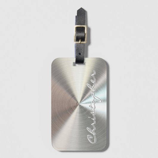 Aangepaste metalen radiale look - Chroom Bagagelabel (Voorkant (verticaal))