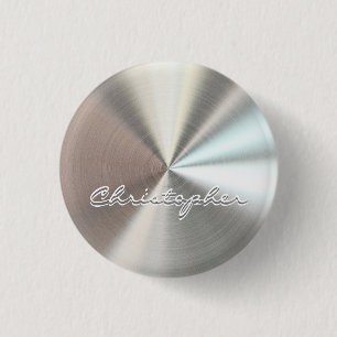 Aangepaste metalen radiale look - Chroom Ronde Button 3,2 Cm