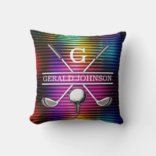 Aangepaste Metallic Kleurrijke Golf Monogram Desig Kussen