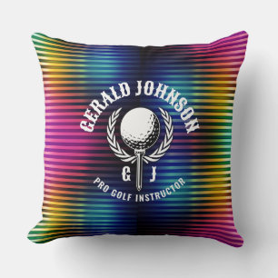 Aangepaste Metallic Kleurrijke Golf Monogram Ontwe Kussen