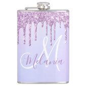 Aangepaste Metallic Paarse Drip Lavender Pour Heupfles (Voorkant)