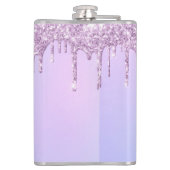 Aangepaste Metallic Paarse Drip Lavender Pour Heupfles (Achterkant)