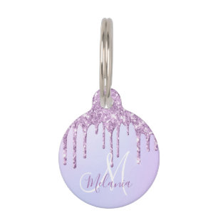 Aangepaste Metallic Paarse Drip Lavender Pour Huisdierpenning