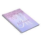 Aangepaste Metallic Paarse Drip Lavender Pour Notitieboek (Rechterzijde)