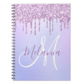 Aangepaste Metallic Paarse Drip Lavender Pour Notitieboek (Voorkant)