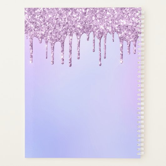 Aangepaste Metallic Paarse Drip Lavender Pour Planner (Achterkant)
