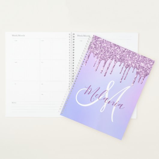 Aangepaste Metallic Paarse Drip Lavender Pour Planner (Display)