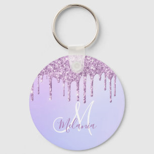 Aangepaste Metallic Paarse Drip Lavender Pour Sleutelhanger
