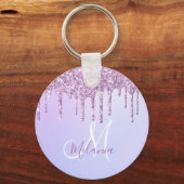 Aangepaste Metallic Paarse Drip Lavender Pour Sleutelhanger (Voorkant)