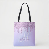 Aangepaste Metallic Paarse Drip Lavender Pour Tote Bag (Voorkant)