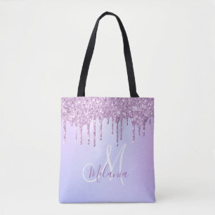 Aangepaste Metallic Paarse Drip Lavender Pour Tote Bag