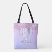 Aangepaste Metallic Paarse Drip Lavender Pour Tote Bag (Achterkant)