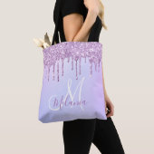 Aangepaste Metallic Paarse Drip Lavender Pour Tote Bag (Dichtbij)