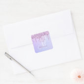 Aangepaste Metallic Paarse Drip Lavender Pour Vierkante Sticker (Envelop)