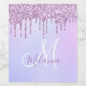 Aangepaste Metallic Paarse Drip Lavender Pour Wijn Etiket (Enkel label)
