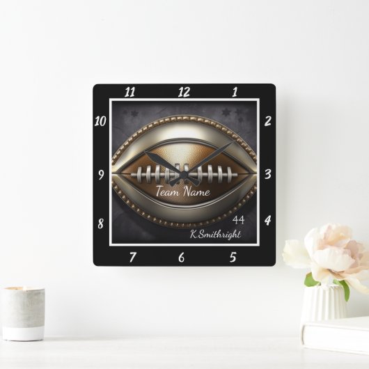 Aangepaste Metallic Voetbal  Vierkante Klok (Huis)