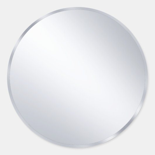 Aangepaste Metallic Zilveren Blanco Moderne Sjablo Ronde Sticker (Voorkant)