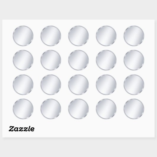 Aangepaste Metallic Zilveren Look Lege Template El Ronde Sticker (Vel)
