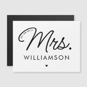 Aangepaste mevrouw Est. Moderne Elegante Script Pa Magnetische Uitnodiging