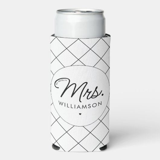 Aangepaste mevrouw Est. Moderne Elegante Script Pa Seltzer Blikjeskoeler (Seltzer Voorkant)