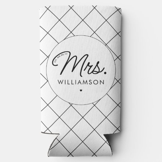 Aangepaste mevrouw Est. Moderne Elegante Script Pa Seltzer Blikjeskoeler (Achterkant)