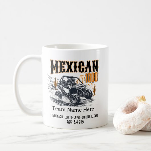 Aangepaste Mexicaanse 1000 Baja California Race UT Koffiemok (Met donut)