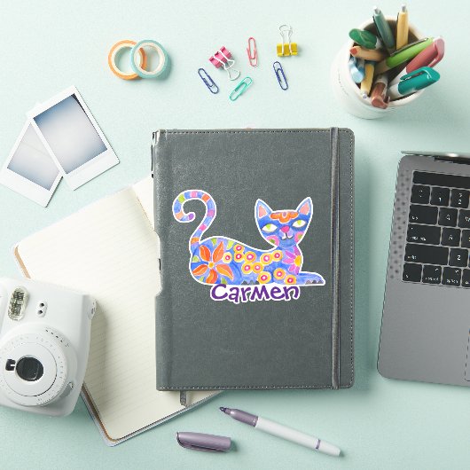 Aangepaste Mexicaanse Alebrije Vinyl sticker - Cat (iPad Cover)