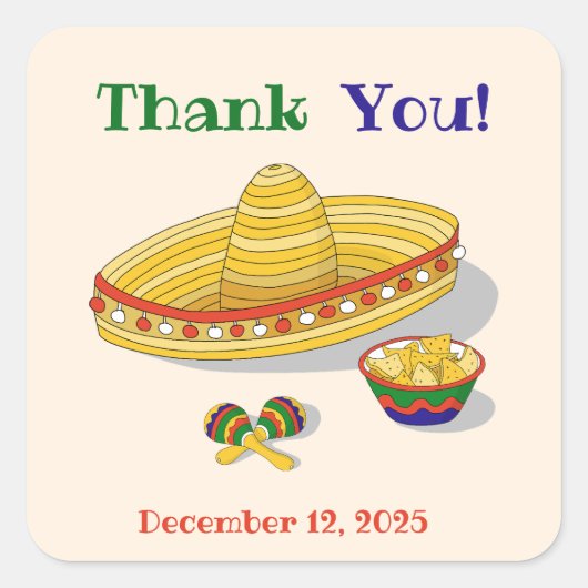 Aangepaste Mexicaanse Fiesta Afscheidsparty voor d Vierkante Sticker (Voorkant)