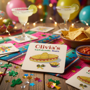 Aangepaste Mexicaanse Fiesta Bachelorette-feest  Kartonnen Onderzetters