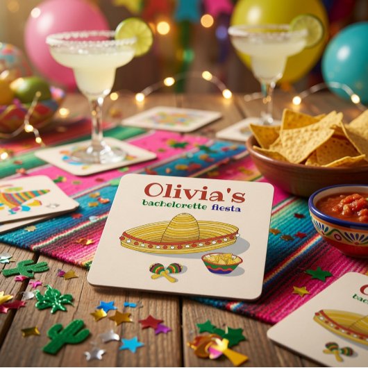 Aangepaste Mexicaanse Fiesta Bachelorette-feest Kartonnen Onderzetters