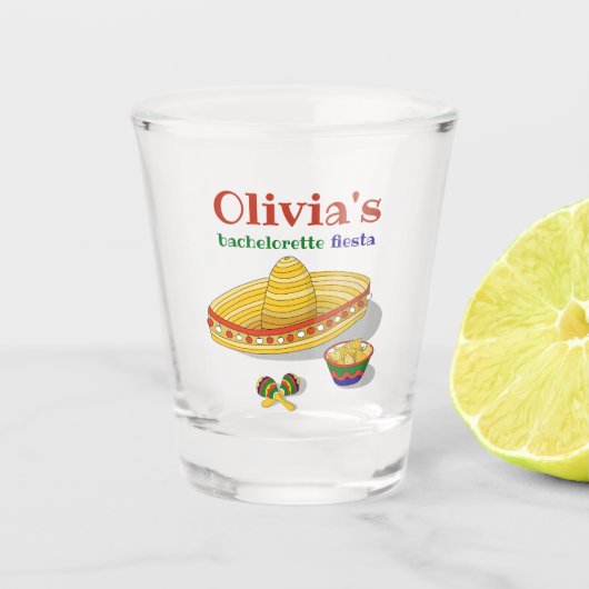 Aangepaste Mexicaanse Fiesta Bachelorette-feest Shot Glas (Voorkant)