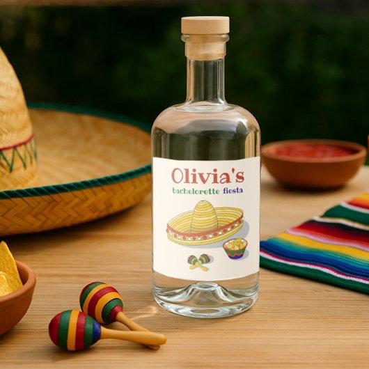 Aangepaste Mexicaanse Fiesta Bachelorette Party Te Likeurfles Etiket