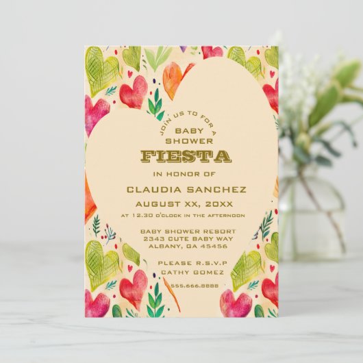 Aangepaste Mexicaanse Fiesta-uitnodiging - Roze Ge Kaart (Staand voorkant)