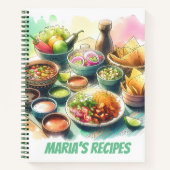 Aangepaste Mexicaanse Food Waterverf Receptenboek Notitieboek (Voorkant)