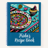 Aangepaste Mexicaanse Tafel Pop Art Blue Receptenb Notitieboek (Voorkant)