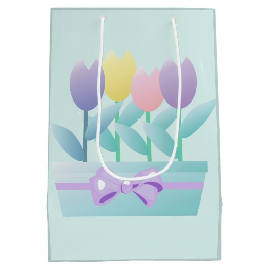 Aangepaste MGB voor Cute Happy Easter Tulips Medium Cadeauzakje (Achterkant)
