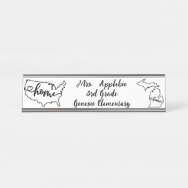 Aangepaste Michigan State US Home Line Art Bureau Naambordje