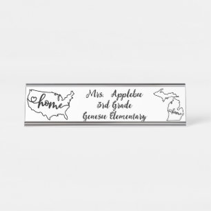 Aangepaste Michigan State US Home Line Art Bureau Naambordje