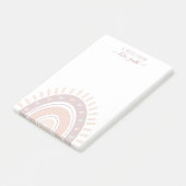 Aangepaste microfoon-roze boho-regenboogkalligrafi post-it® notes (Schuin)