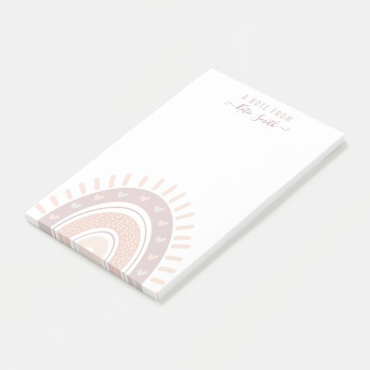 Aangepaste microfoon-roze boho-regenboogkalligrafi post-it® notes (Schuin)