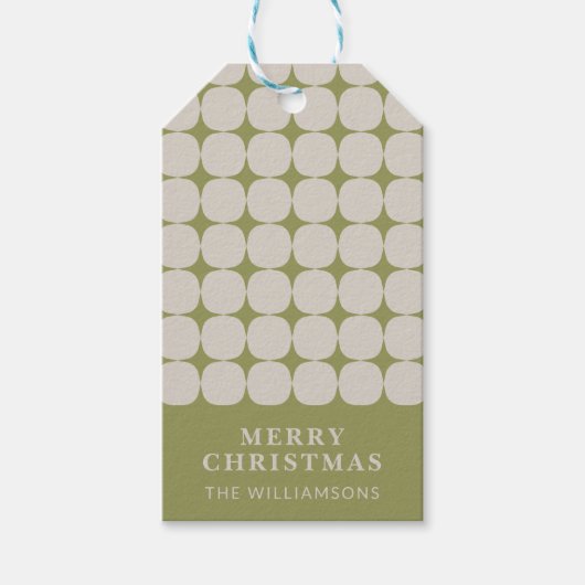 Aangepaste Mid Century Modern Saliegroen Kerst Cadeaulabel (Voorkant)