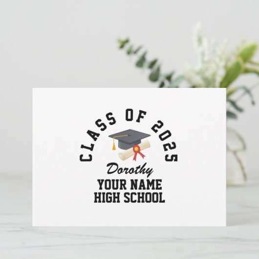 Aangepaste middelbare school afstudeerfeest kaart (Staand voorkant)